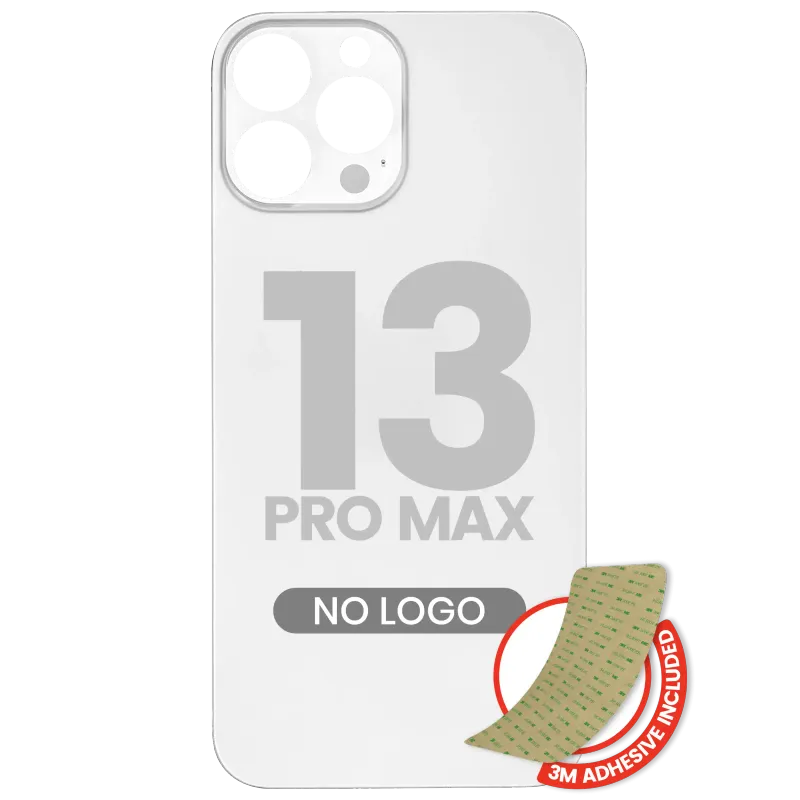 Zadní sklo s lepením 3M pro iPhone 13 Pro Max (bez loga, velký otvor pro kameru) (stříbrná)