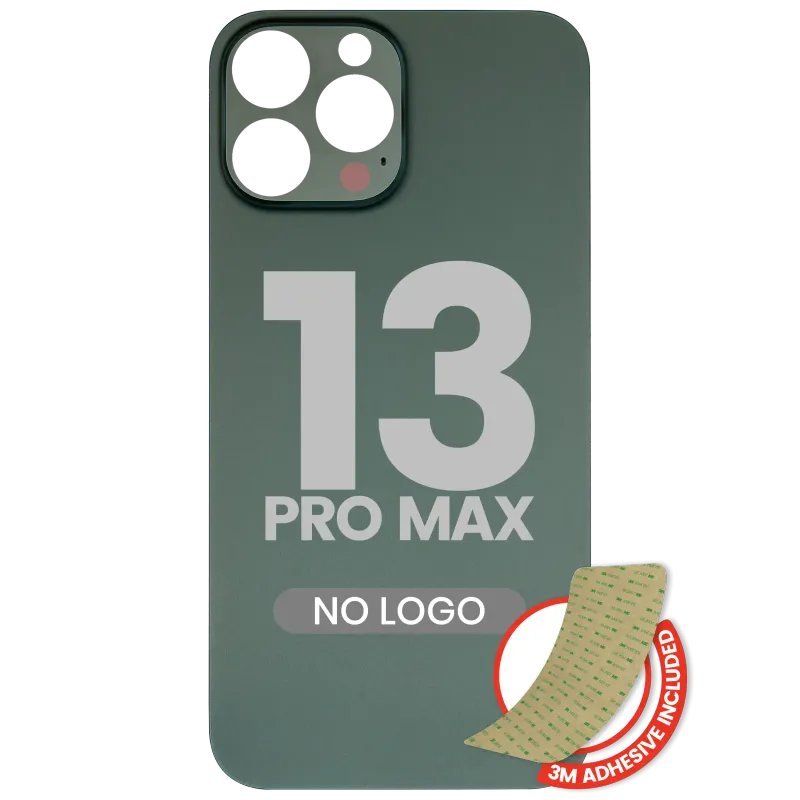 Zadní sklo s lepením 3M pro iPhone 13 Pro Max (bez loga, velký otvor pro kameru) (alpsky zelená)