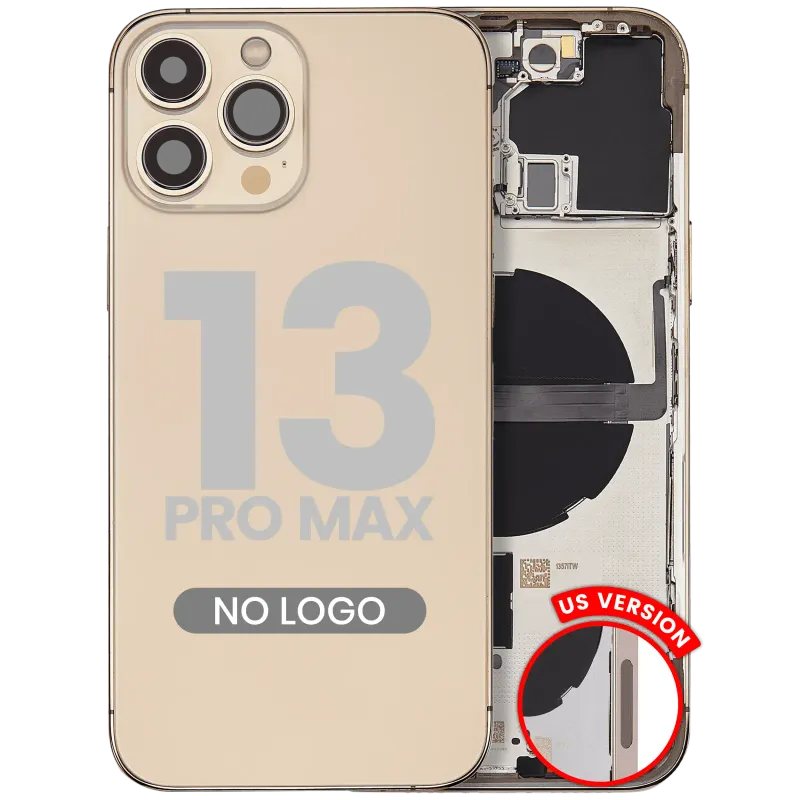 Zadní kryt (housing) s drobnými díly pro iPhone 13 Pro Max (US verze) (Aftermarket Plus) (zlatá)