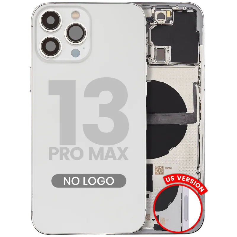 Zadní kryt (housing) s drobnými díly pro iPhone 13 Pro Max (US verze) (Aftermarket Plus) (stříbrná)