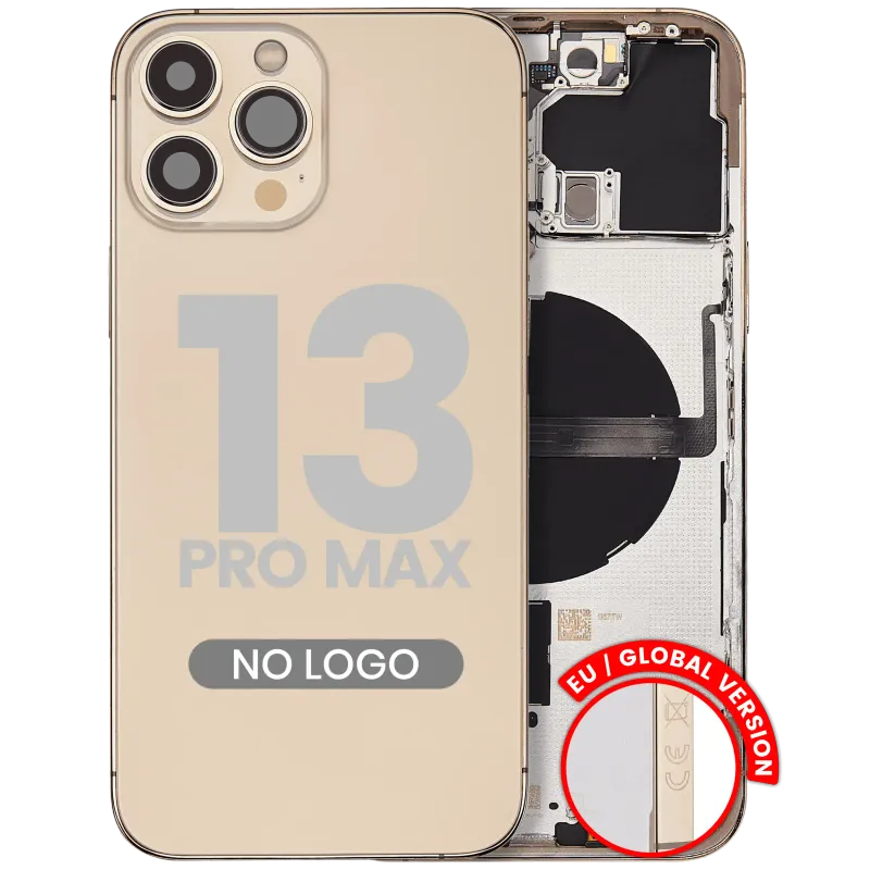 Zadní kryt (housing) s drobnými díly pro iPhone 13 Pro Max (EU verze) (Aftermarket Plus) (zlatá)