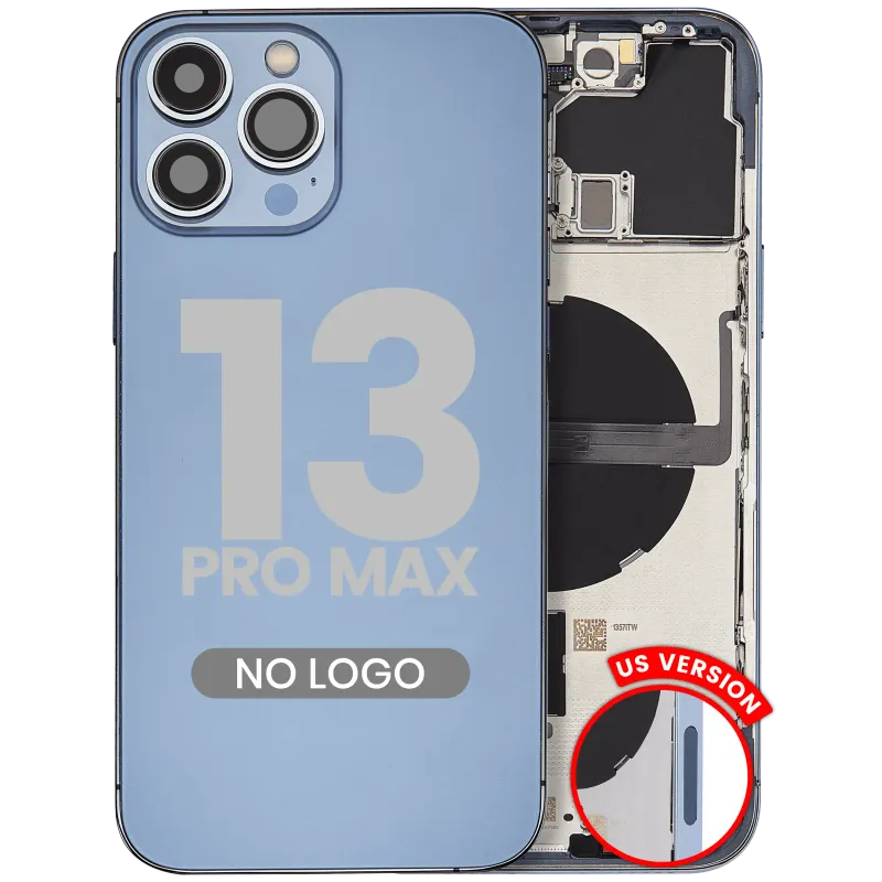 Zadní kryt (housing) s drobnými díly pro iPhone 13 Pro Max (US verze) (Aftermarket Plus) (horsky modrá)
