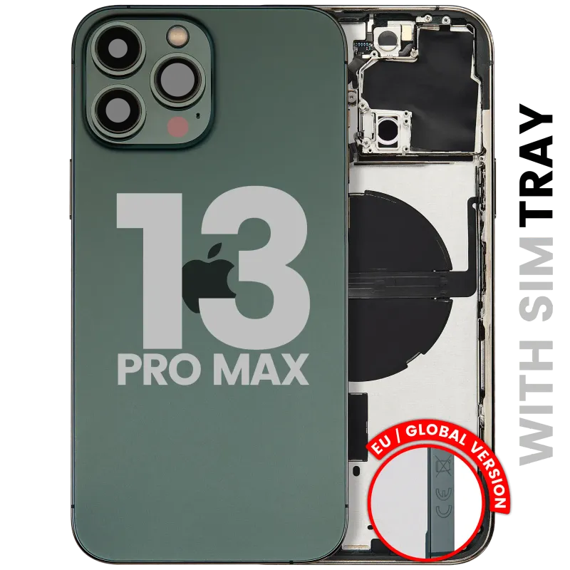 Zadní kryt (housing) s drobnými díly pro iPhone 13 Pro Max (EU verze) (originál z vyřazeného zařízení, stav C) (alpsky zelená)