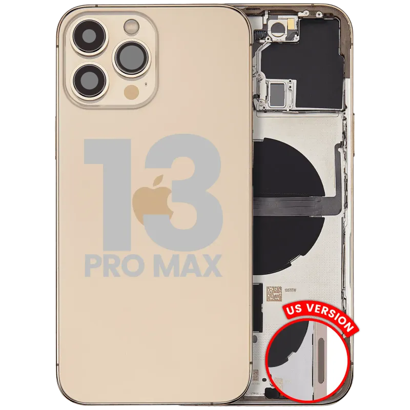 Zadní kryt (housing) s drobnými díly pro iPhone 13 Pro Max (US verze) (originál z vyřazeného zařízení, stav C) (zlatá)