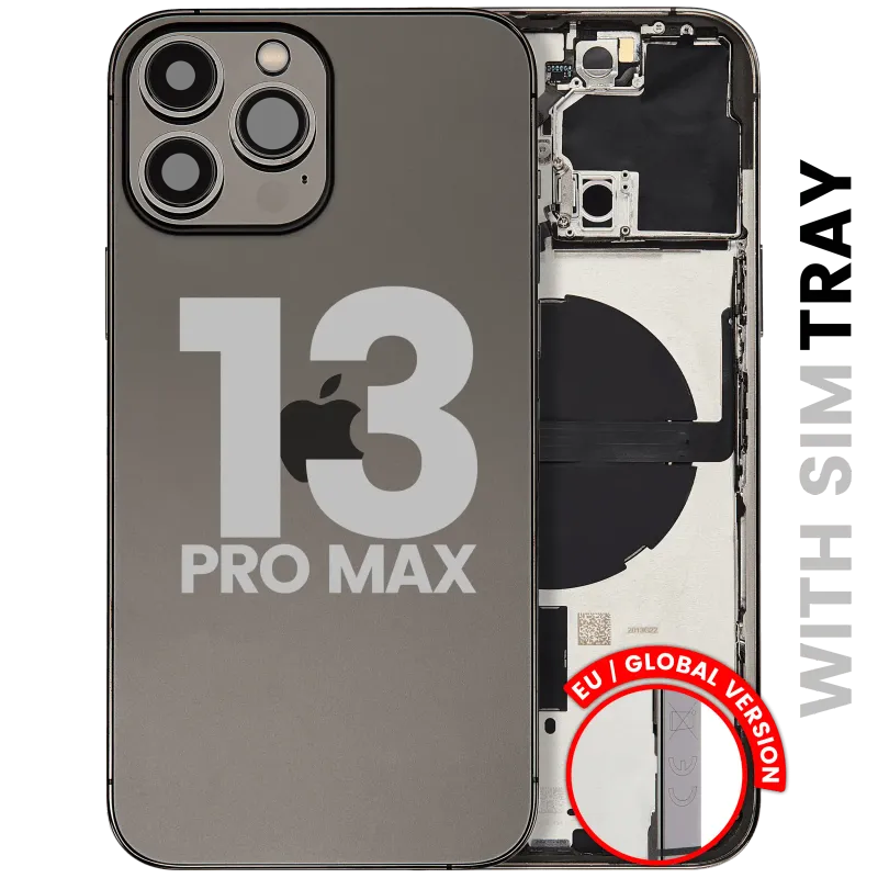 Zadní kryt (housing) s drobnými díly pro iPhone 13 Pro Max (EU verze) (originál z vyřazeného zařízení, stav B) (grafitová)