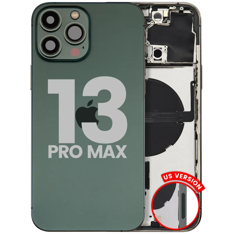 Zadní kryt (housing) s drobnými díly pro iPhone 13 Pro Max (US verze) (originál z vyřazeného zařízení, stav B) (alpsky zelená)