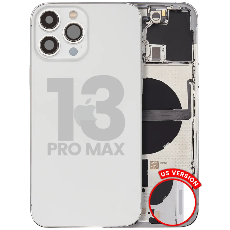 Zadní kryt (housing) s drobnými díly pro iPhone 13 Pro Max (US verze) (originál z vyřazeného zařízení, stav B) (stříbrná)