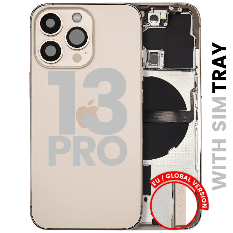 Zadní kryt (housing) s drobnými díly pro iPhone 13 Pro (EU verze) (originál z vyřazeného zařízení, stav B) (zlatá)