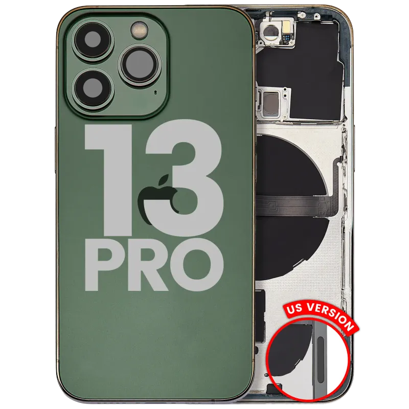 Zadní kryt (housing) s drobnými díly pro iPhone 13 Pro (US verze) (originál z vyřazeného zařízení, stav B) (alpsky zelená)