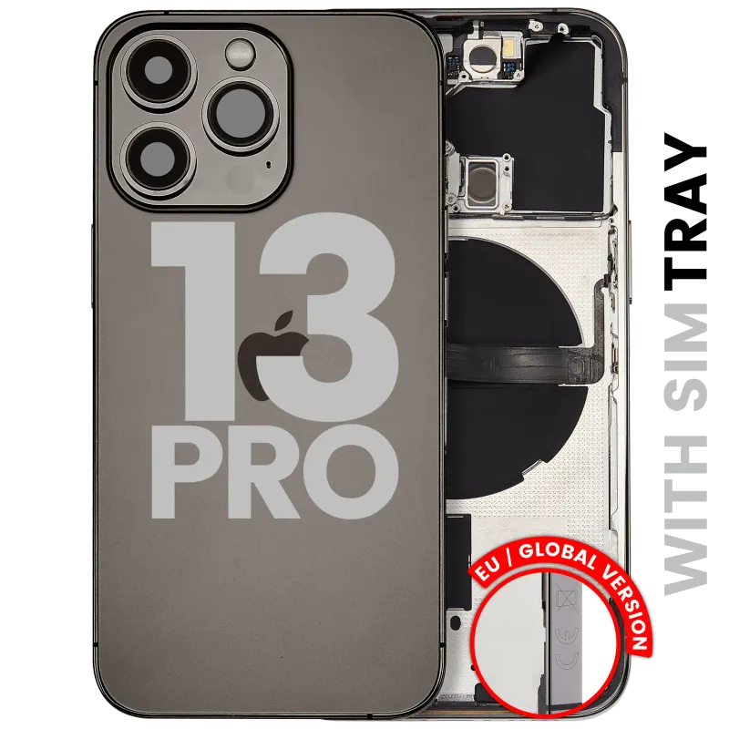 Zadní kryt (housing) s drobnými díly pro iPhone 13 Pro (EU verze) (originál z vyřazeného zařízení, stav B) (grafitová)