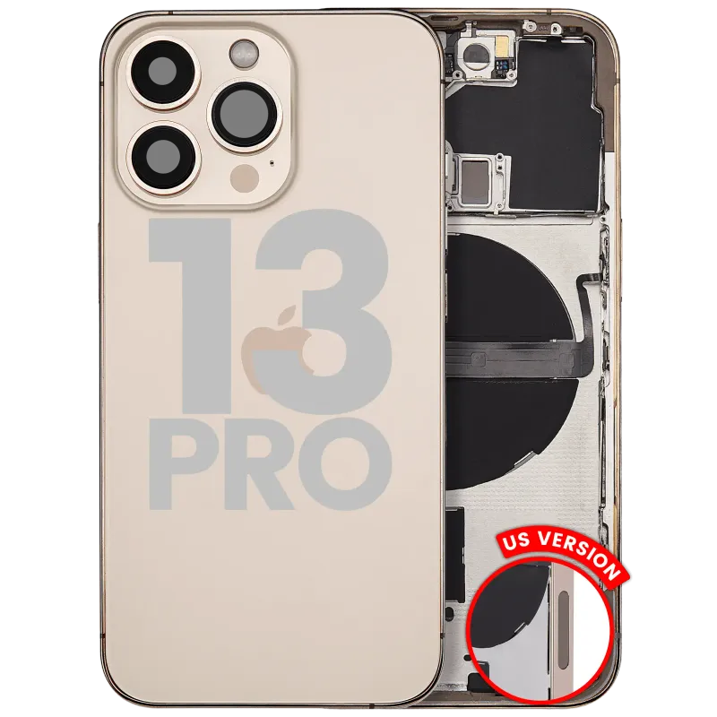 Zadní kryt (housing) s drobnými díly pro iPhone 13 Pro (US verze) (originál z vyřazeného zařízení, stav A) (zlatá)