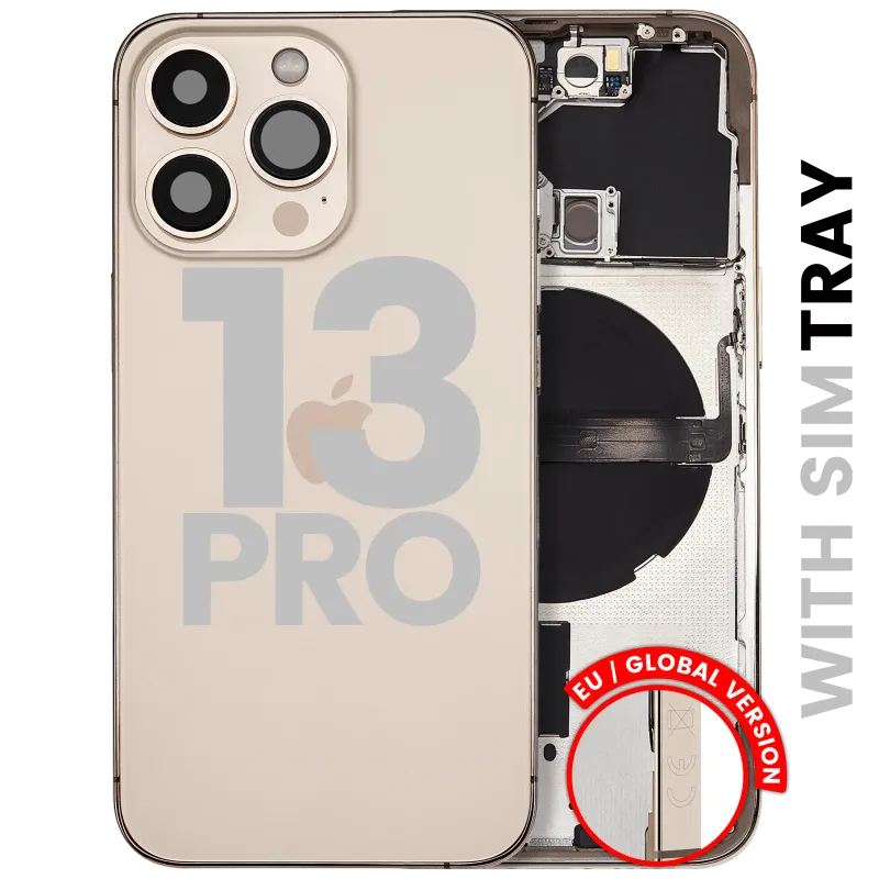Zadní kryt (housing) s drobnými díly pro iPhone 13 Pro (EU verze) (originál z vyřazeného zařízení, stav A) (zlatá)