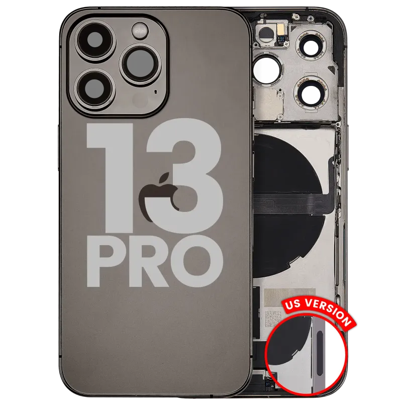 Zadní kryt (housing) s flexem nabíjecího konektoru a drobnými díly pro iPhone 13 Pro (US verze) (originál z vyřazeného zařízení, stav A) (grafitová)