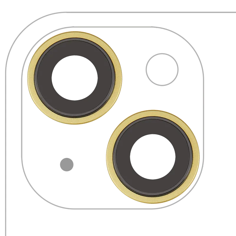 Sklíčko zadní kamery s držákem a rámečkem pro iPhone 14 / 14 Plus (sada 2 ks) (Premium) (žlutá)