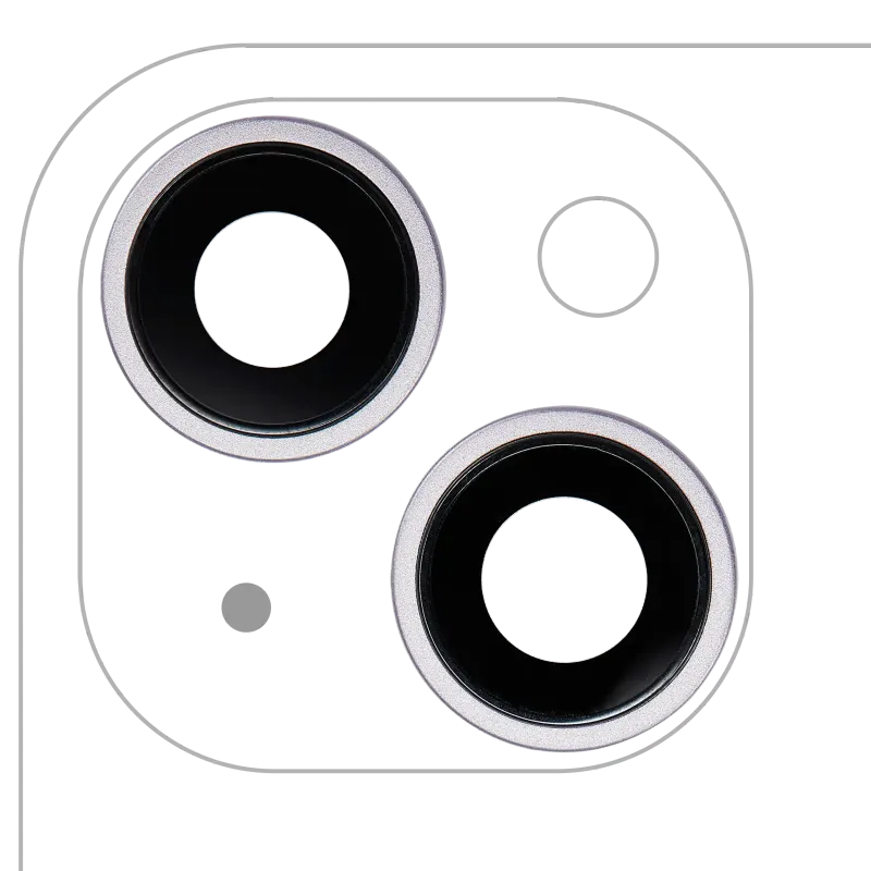 Sklíčko zadní kamery s držákem a rámečkem pro iPhone 14 / 14 Plus (sada 2 ks) (Premium) (fialová)