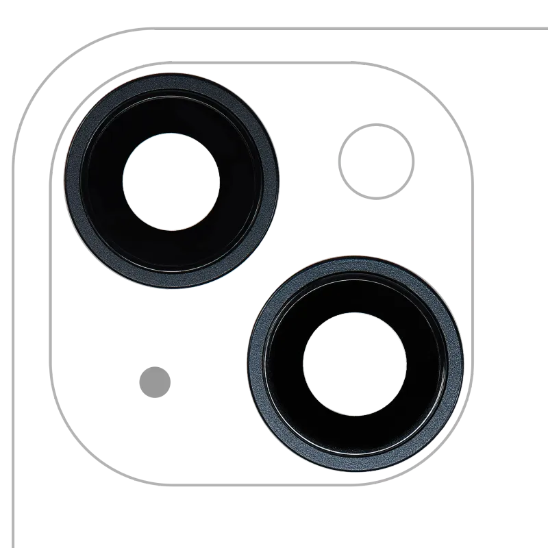 Sklíčko zadní kamery s držákem a rámečkem pro iPhone 14 / 14 Plus (sada 2 ks) (Premium) (temně inkoustová)