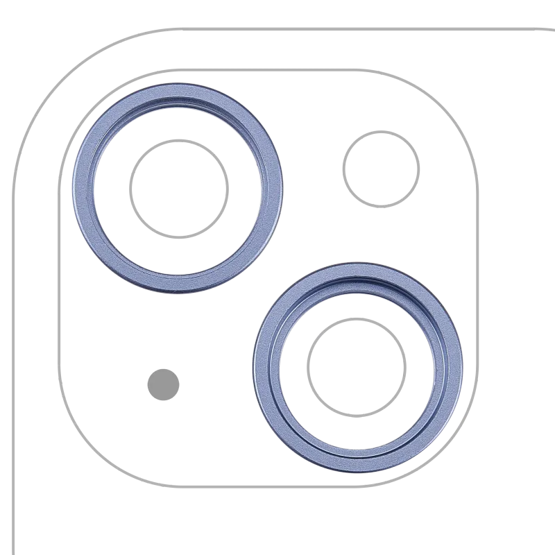 Samotný rámeček sklíčka zadní kamery pro iPhone 14 / 14 Plus (sada 2 ks) (modrá) (balení 10 ks)