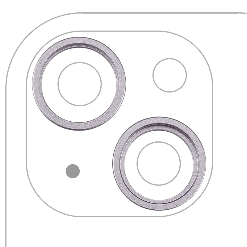 Samotný rámeček sklíčka zadní kamery pro iPhone 14 / 14 Plus (sada 2 ks) (fialová) (balení 10 ks)