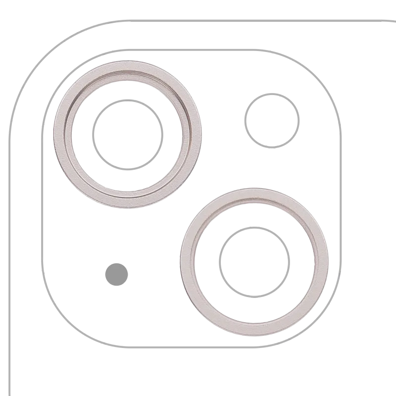 Samotný rámeček sklíčka zadní kamery pro iPhone 14 / 14 Plus (sada 2 ks) (hvězdně bílá) (balení 10 ks)
