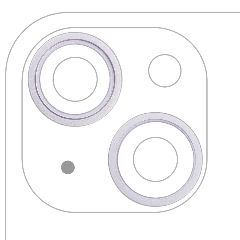 Samotný rámeček sklíčka zadní kamery pro iPhone 14 / 14 Plus (fialová) (sada 2 ks)