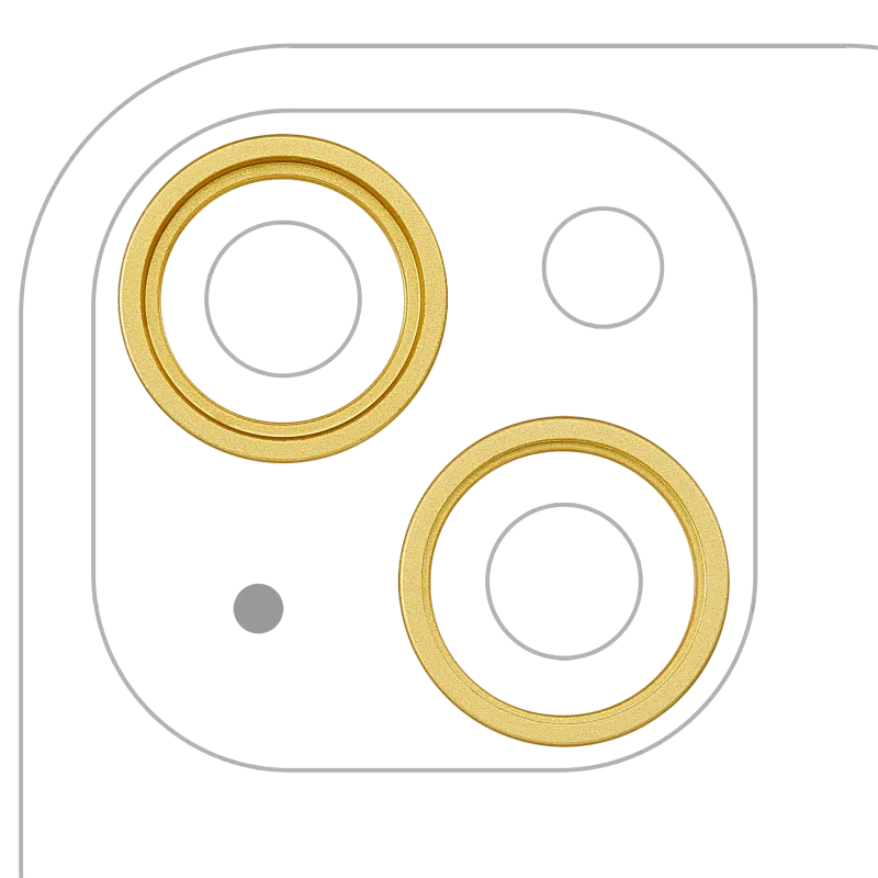 Samotný rámeček sklíčka zadní kamery pro iPhone 14 / 14 Plus (sada 2 ks) (žlutá)