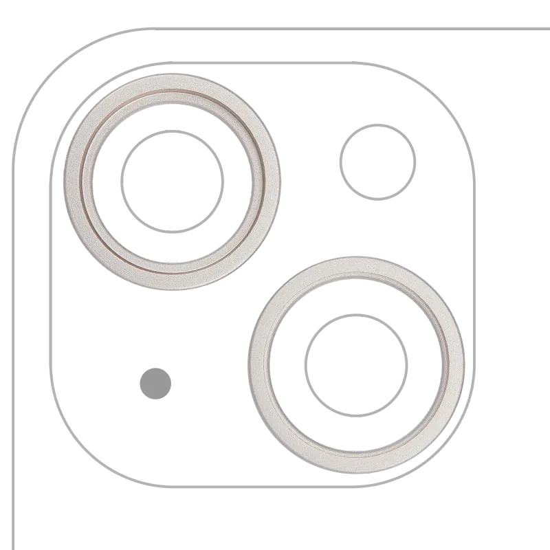 Samotný rámeček sklíčka zadní kamery pro iPhone 14 / 14 Plus (hvězdně bílá) (sada 2 ks)