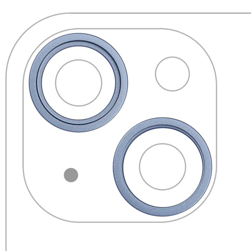 Samotný rámeček sklíčka zadní kamery pro iPhone 14 / 14 Plus (modrá) (sada 2 ks)