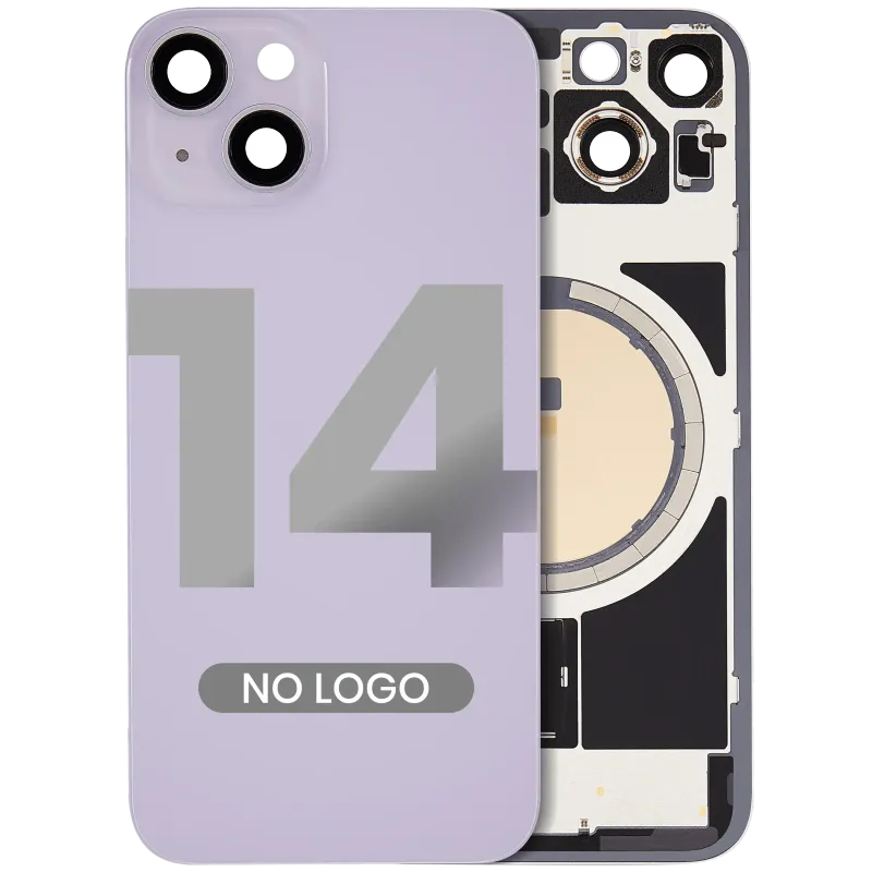Zadní sklo s magnetem MagSafe pro iPhone 14 (Aftermarket) (fialová) (bez loga)