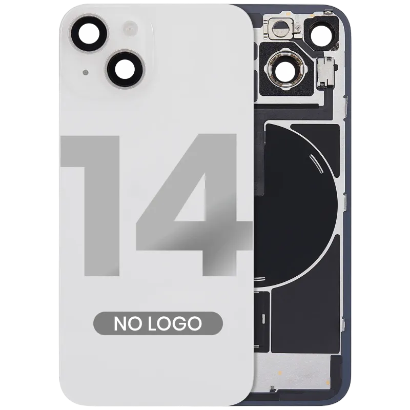 Zadní sklo s magnetem MagSafe, NFC a flexem blesku pro iPhone 14 (Aftermarket) (bez loga) (hvězdně bílá)