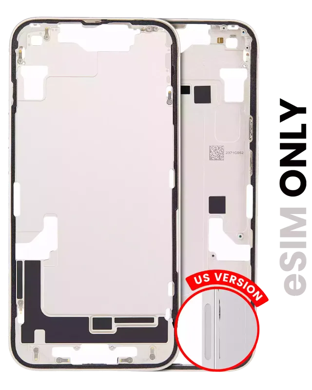 Střední rám (housing) s drobnými díly pro iPhone 14 (US verze) (originál z vyřazeného zařízení, stav C) (hvězdně bílá)