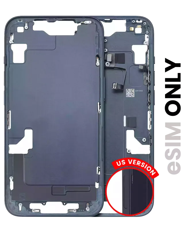 Střední rám (housing) s drobnými díly pro iPhone 14 (US verze) (originál z vyřazeného zařízení, stav C) (temně inkoustová)