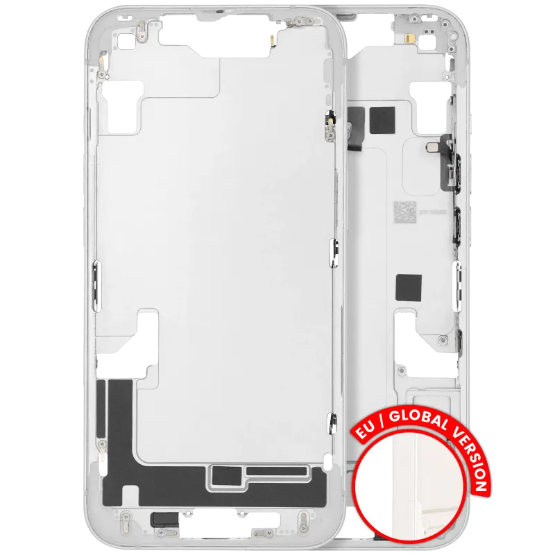 Střední rám (housing) s drobnými díly pro iPhone 14 (EU verze) (originál z vyřazeného zařízení, stav B) (hvězdně bílá)