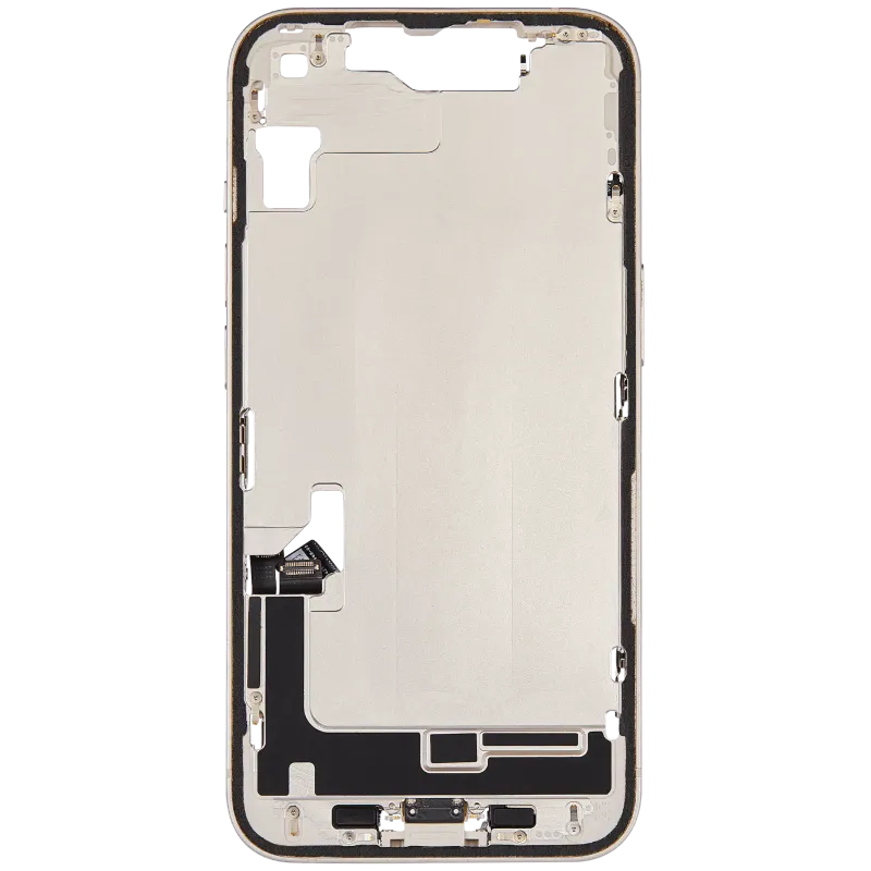 Střední rám (housing) s flexem nabíjecího konektoru a drobnými díly pro iPhone 14 (US verze) (originál z vyřazeného zařízení, stav B) (hvězdně bílá)