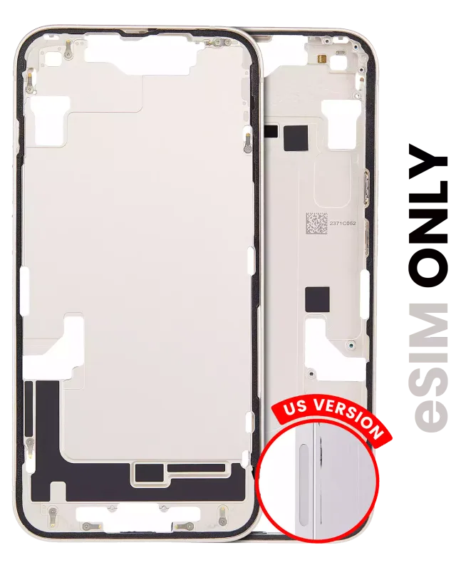 Střední rám (housing) s drobnými díly pro iPhone 14 (US verze) (originál z vyřazeného zařízení, stav A) (hvězdně bílá)