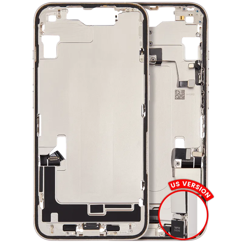 Střední rám (housing) s flexem nabíjecího konektoru a drobnými díly pro iPhone 14 (US verze) (originál z vyřazeného zařízení, stav A) (hvězdně bílá)