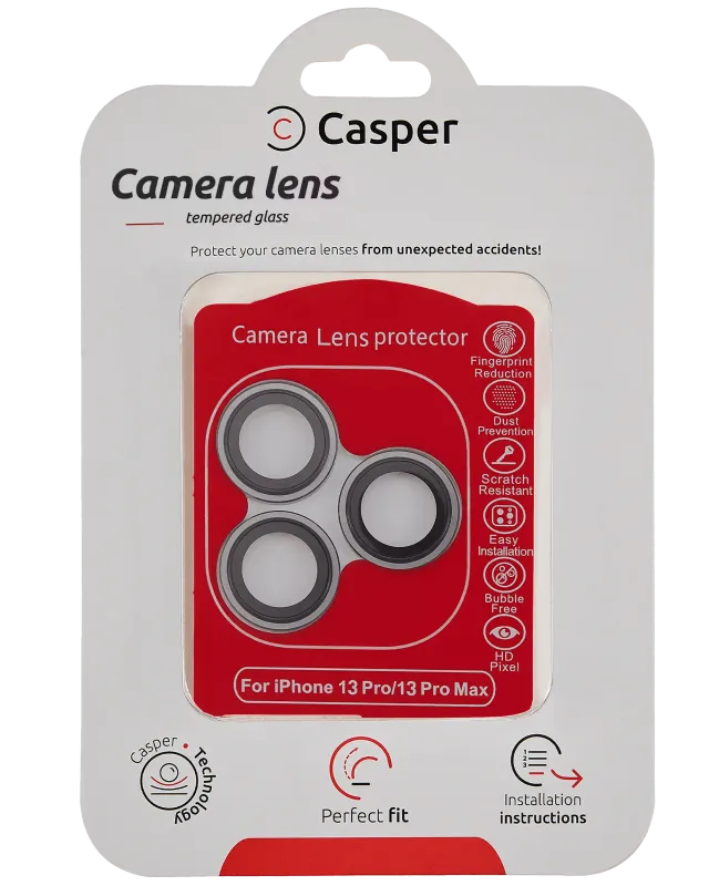 Ochrana objektivu Casper pro iPhone 13 Pro / 13 Pro Max (šedá) (průhledné)