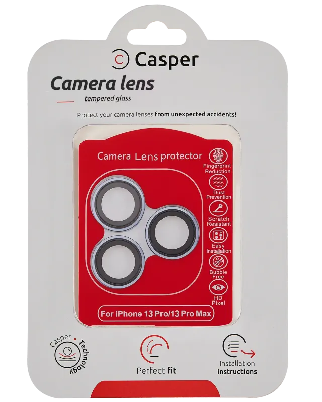 Ochrana objektivu Casper pro iPhone 13 Pro / 13 Pro Max (modrá) (průhledné)