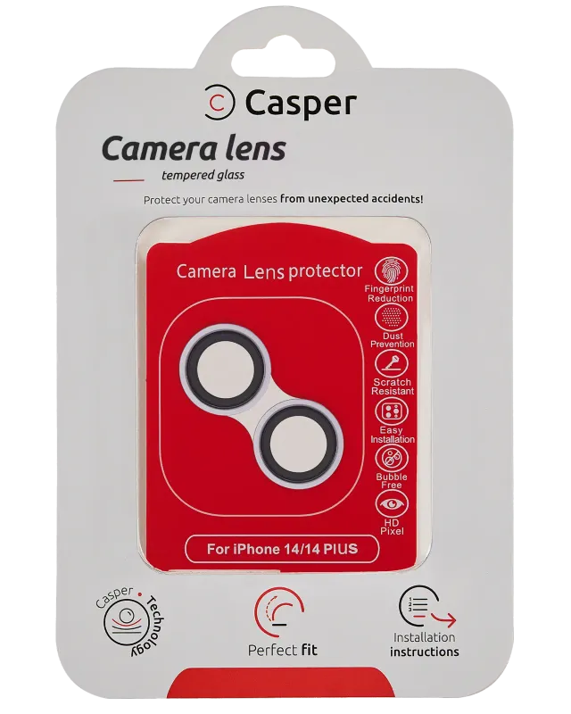 Ochrana objektivu Casper pro iPhone 14 / 14 Plus (fialová) (průhledné)