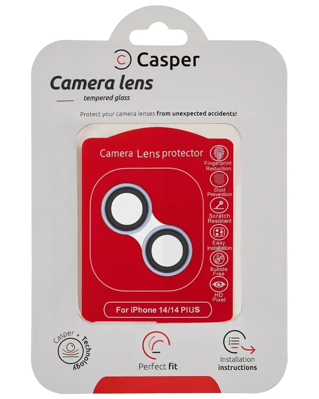 Ochrana objektivu Casper pro iPhone 14 / 14 Plus (modrá) (průhledné)