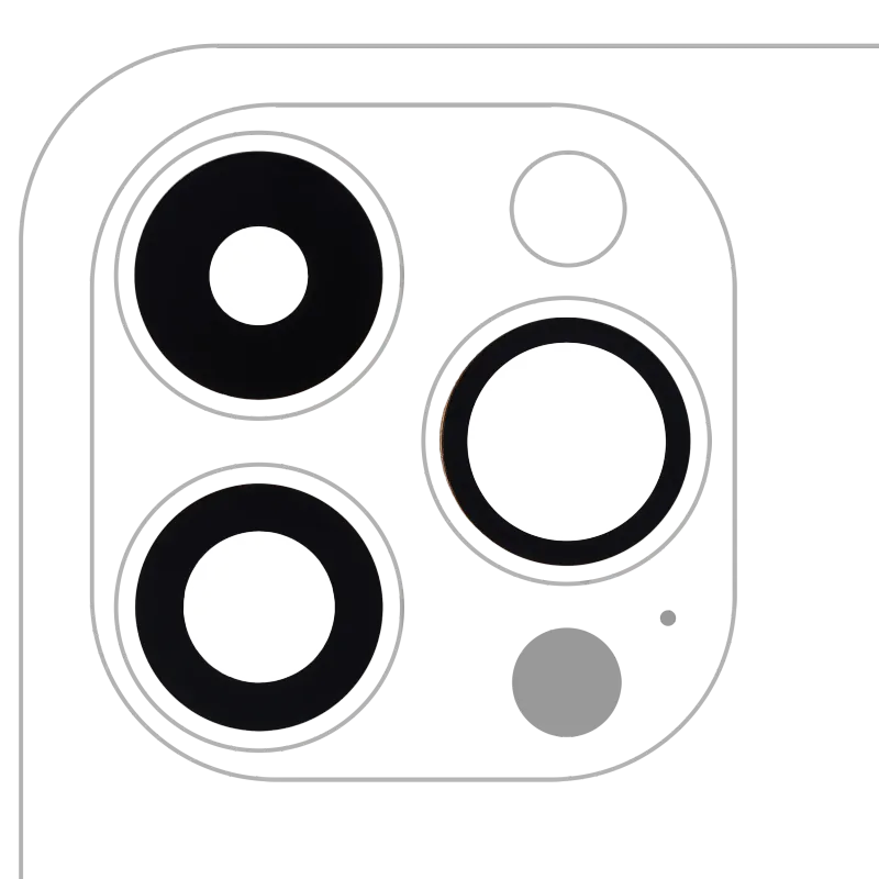 Sklíčko zadní kamery (jen sklo) s lepením pro iPhone 14 Pro / 14 Pro Max (sada 3 ks) (Aftermarket Plus) (balení 10 ks)
