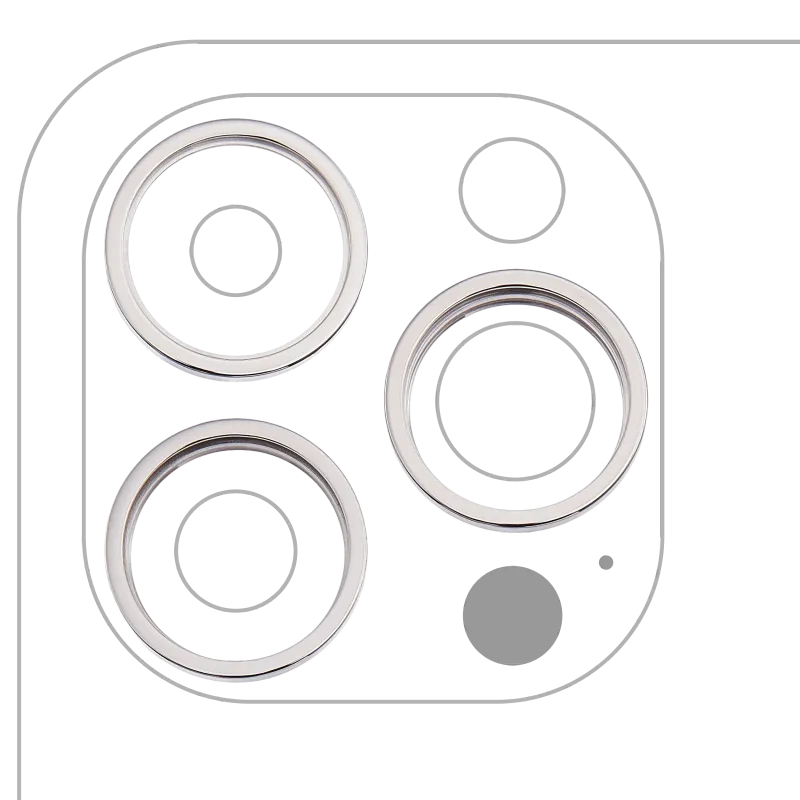 Samotný rámeček sklíčka zadní kamery pro iPhone 14 Pro / 14 Pro Max (sada 3 ks) (stříbrná) (balení 10 ks)