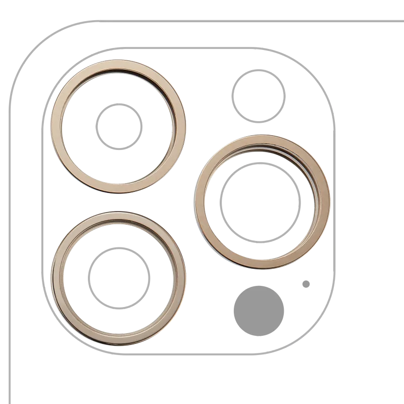 Samotný rámeček sklíčka zadní kamery pro iPhone 14 Pro / 14 Pro Max (sada 3 ks) (zlatá) (balení 10 ks)