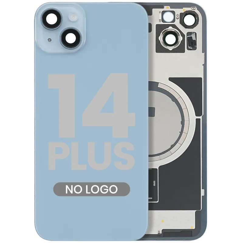 Zadní sklo s magnetem MagSafe pro iPhone 14 Plus (Aftermarket) (modrá) (bez loga)