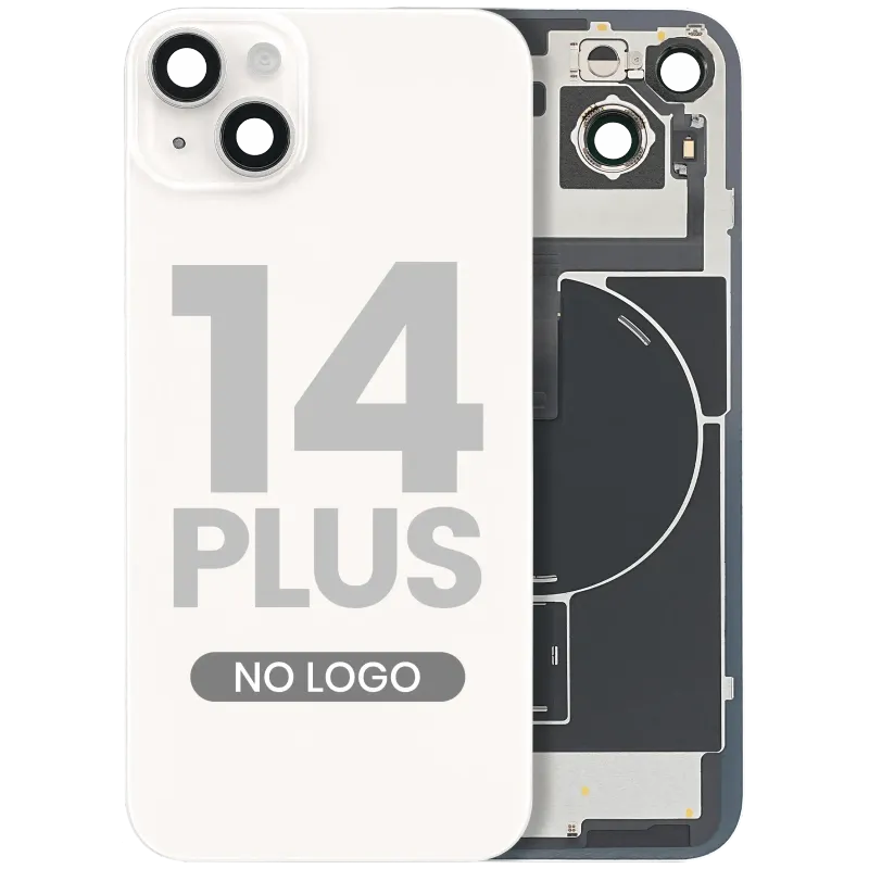 Zadní sklo s magnetem MagSafe, NFC a flexem blesku pro iPhone 14 Plus (Aftermarket) (bez loga) (hvězdně bílá)