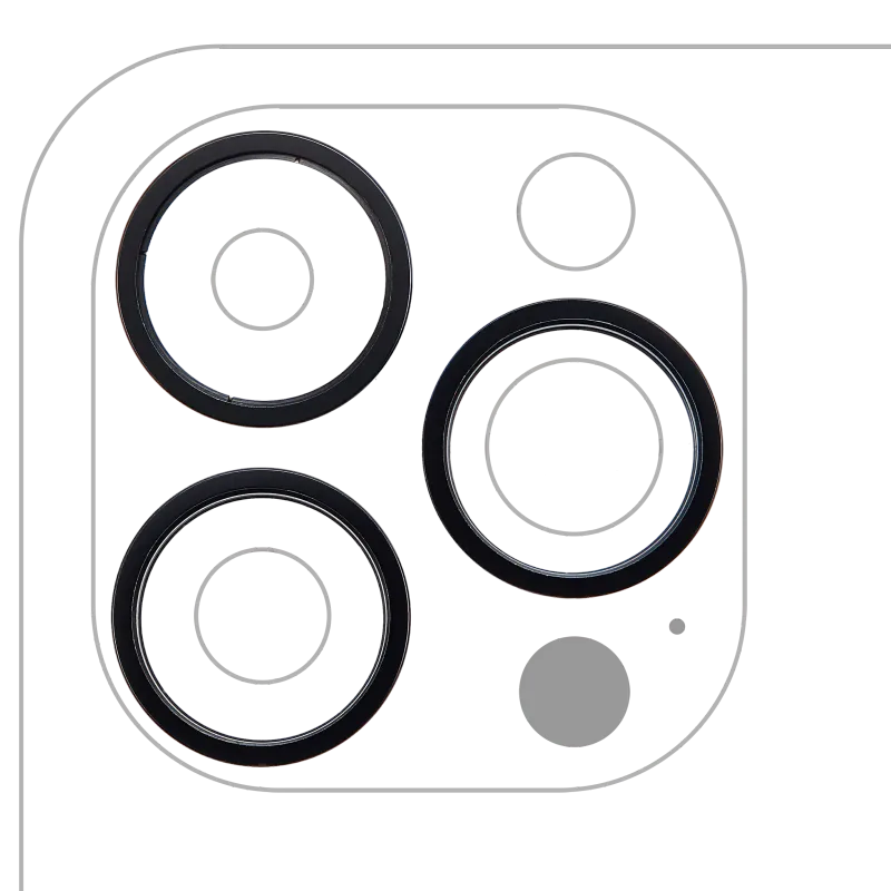 Samotný rámeček sklíčka zadní kamery pro iPhone 14 Pro / 14 Pro Max (vesmírně černá) (sada 3 ks)