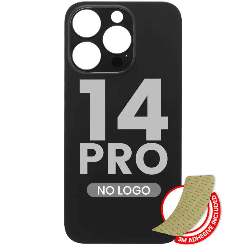 Zadní sklo s lepením 3M pro iPhone 14 Pro (bez loga, velký otvor pro kameru) (vesmírně černá)