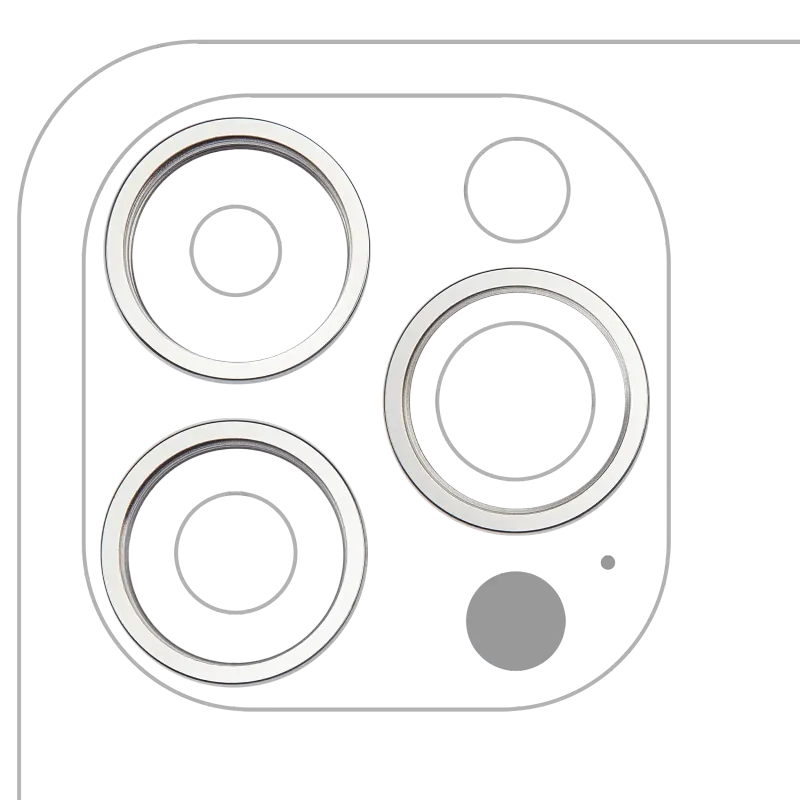 Samotný rámeček sklíčka zadní kamery pro iPhone 14 Pro / 14 Pro Max (stříbrná) (sada 3 ks)
