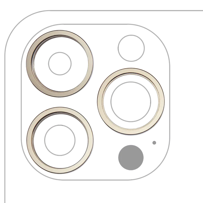 Samotný rámeček sklíčka zadní kamery pro iPhone 14 Pro / 14 Pro Max (zlatá) (sada 3 ks)