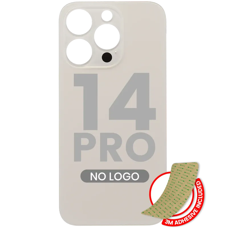 Zadní sklo s lepením 3M pro iPhone 14 Pro (bez loga, velký otvor pro kameru) (zlatá)
