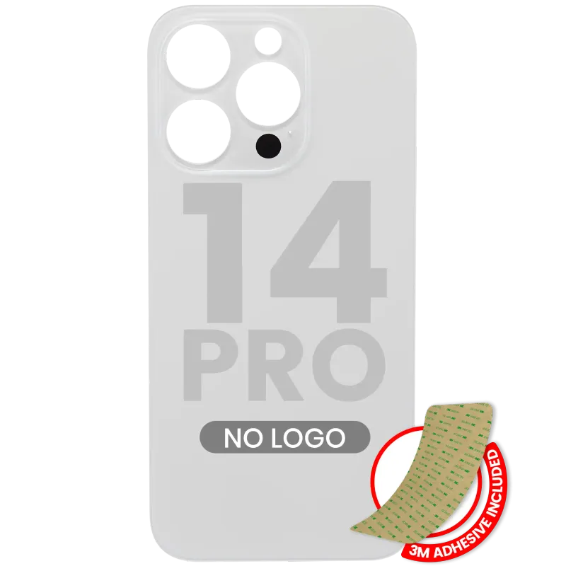 Zadní sklo s lepením 3M pro iPhone 14 Pro (bez loga, velký otvor pro kameru) (stříbrná)